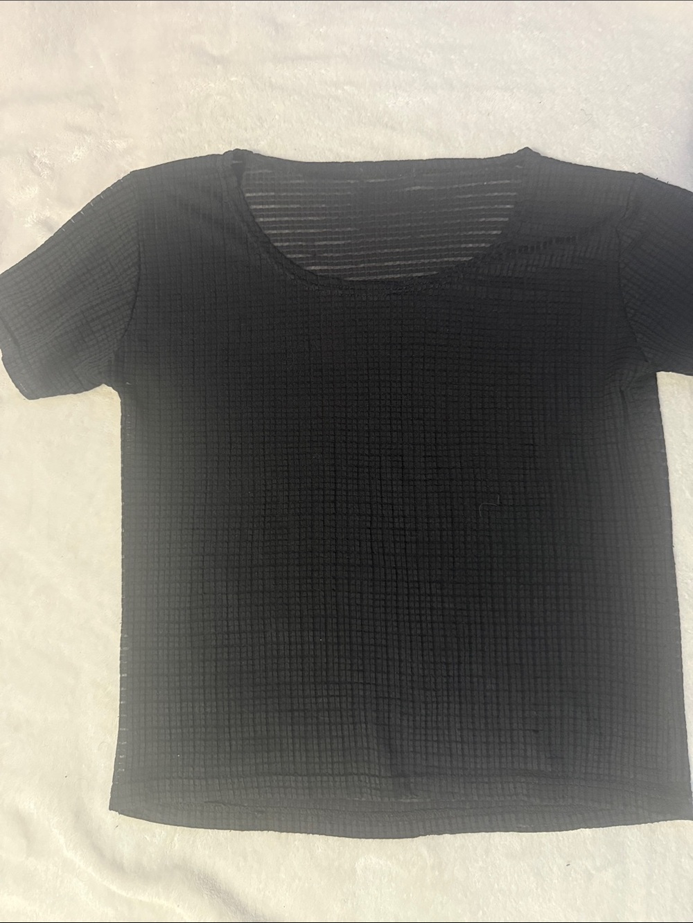Black Women's Short Sleeve Textured Tee